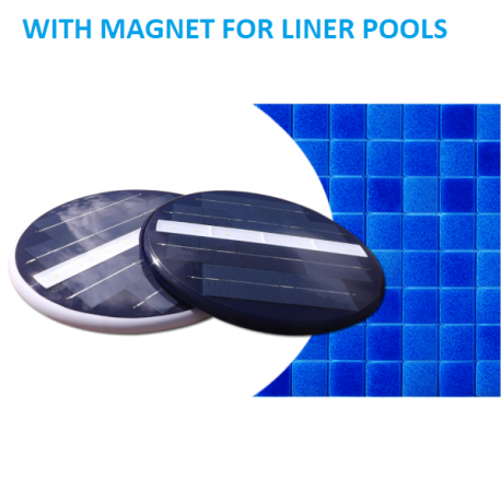 Lampada led energia solare con magnete per piscine Liner con pareti in acciaio zincato installazione rapida risparmio assicurato