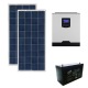 Kit fotovoltaico ibrido 300 Wp con inverter All-in-One 1000W 12V PWM e batteria 100Ah