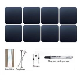 KIT fotovoltaico 150Wp da 40 celle solari Sunpower 5"x5" (125x125mm) Mono flessibili Bin Me1 ultra peak performance e accessori