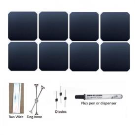 KIT photovoltaïque 150Wp avec 40 cellules solaires Sunpower 5"x5" (125x125mm) Mono flexibles Bin Me1 ultra haute performance et 