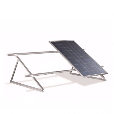 Struttura di sostegno a 45 gradi per due moduli fotovoltaici su tetto piano o lastrico solare