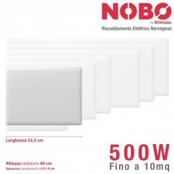 Radiatore elettrico norvegese NOBO 500W per ambienti fino a 10 mq (include termostato NCU-2Te)