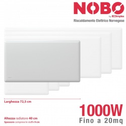 Radiatore elettrico norvegese NOBO 750W per ambienti fino a 15 mq (include termostato NCU-2Te)