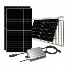 Kit fotovoltaico 800W Plug and Play normativa CEI 021 da balcone con struttura due moduli FV e microinverter