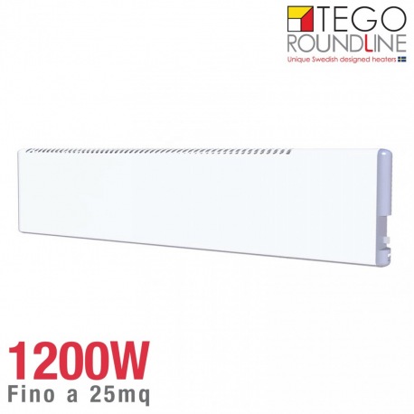 Radiatore elettrico Svedese TEGO 1200W basso consumo  h. 20cm  scalda fino a 25 mq