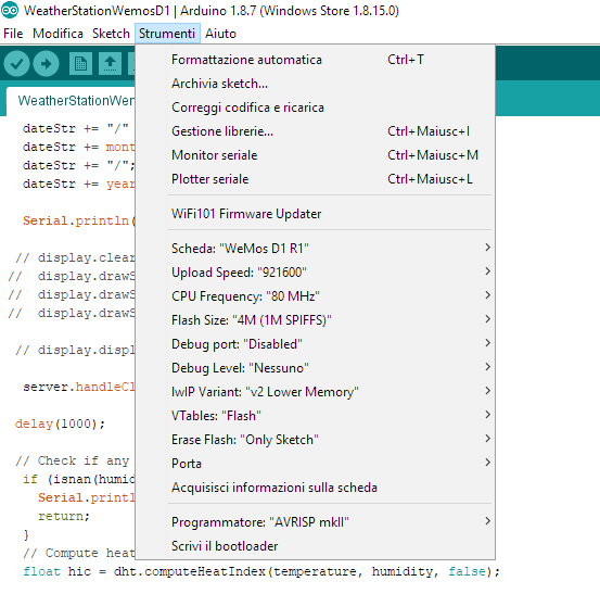 Wemos D1 Mini Arduino IDE Configuration